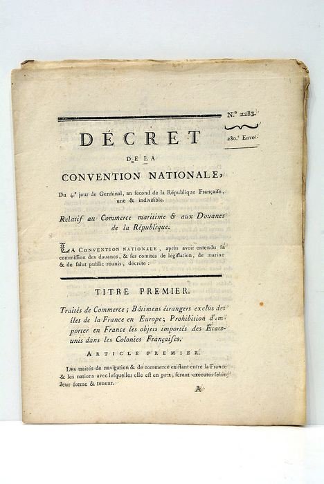 DÉCRET DE LA CONVENTION NATIONALE, Du 4e jour de Gérminal, …