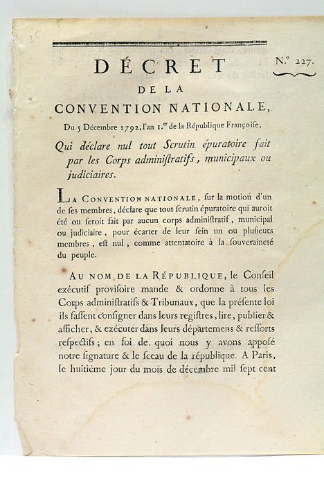 DÉCRET DE LA CONVENTION NATIONALE du 5 décembre 1792, l'an …