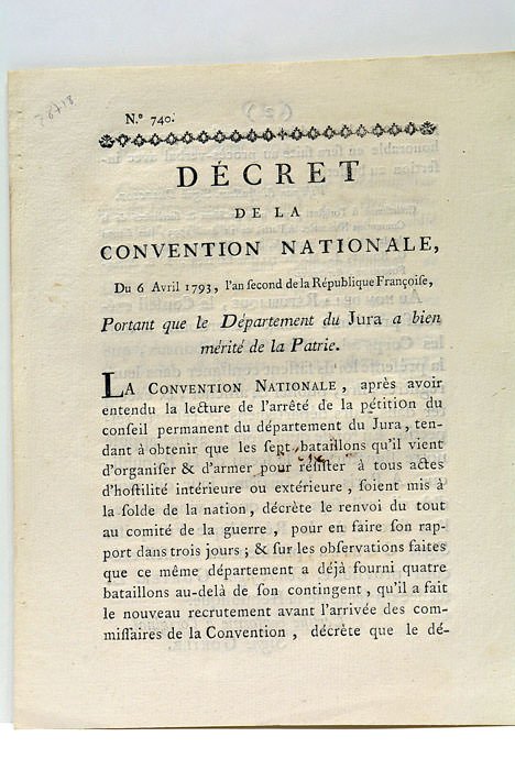 DÉCRET DE LA CONVENTION NATIONALE, du 6 avril 1793, l'an …