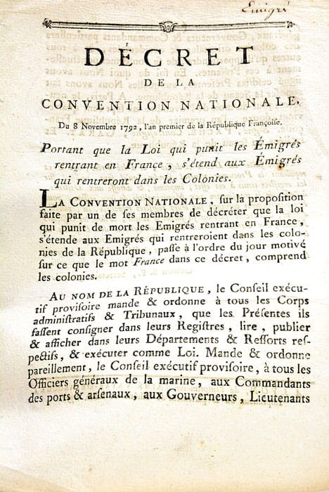 DÉCRET DE LA CONVENTION NATIONALE, DU 8 NOVEMBRE 1792, L'AN …