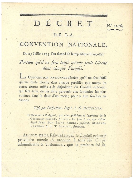 DÉCRET DE LA CONVENTION NATIONALE, Portant qu'il ne sera laissé …