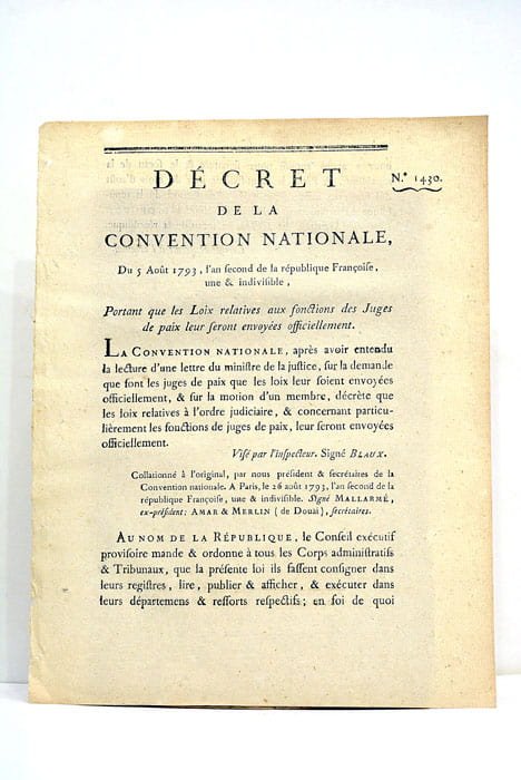 Décret de la Convention Nationale portant que les Loix relatives …