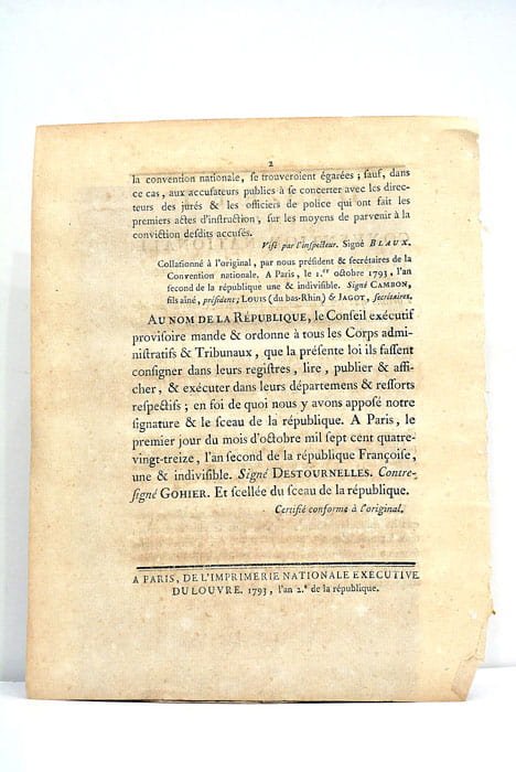 Décret de la Convention Nationale portant que les Tribunaux criminels …