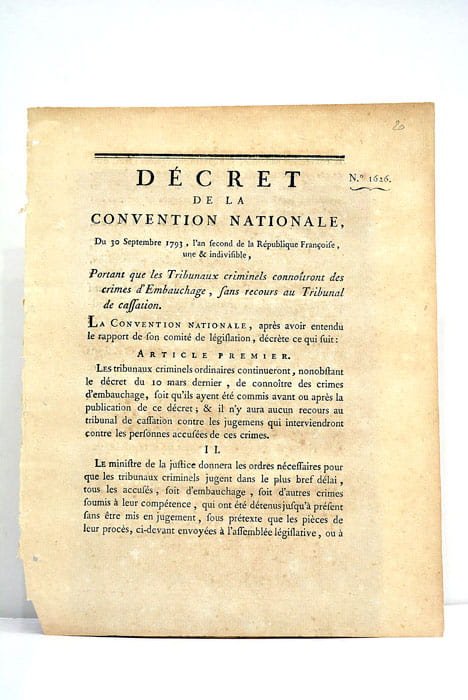 Décret de la Convention Nationale portant que les Tribunaux criminels …