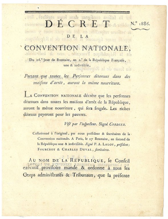 Décret de la Convention Nationale, Portant que toutes les personnes …