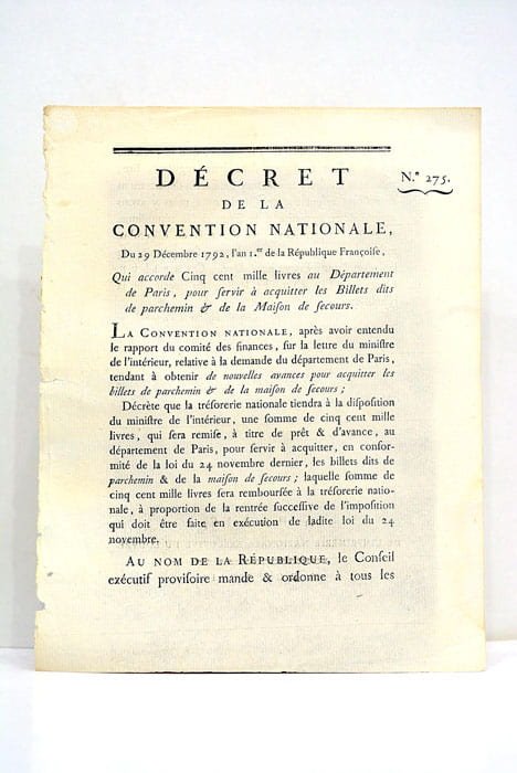 DÉCRET DE LA CONVENTION NATIONALE qui accorde Cinq cent mille …