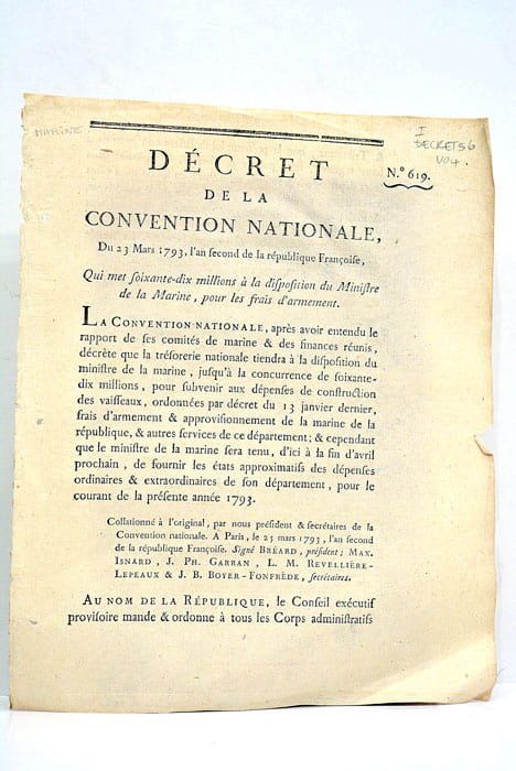 Décret de la convention Nationale qui met soixante-dix millions à …