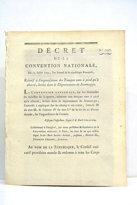 DÉCRET DE LA CONVENTION NATIONALE relatif à l'organisation des Troupes …