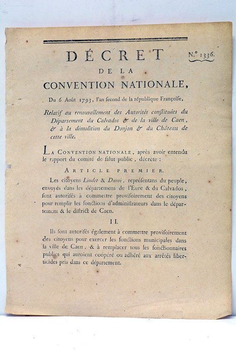 DÉCRET DE LA CONVENTION NATIONALE, Relatif au renouvellement des Autorités …
