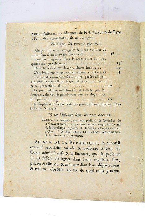 DECRET DE LA CONVENTION Nationale relatif au service des Postes …