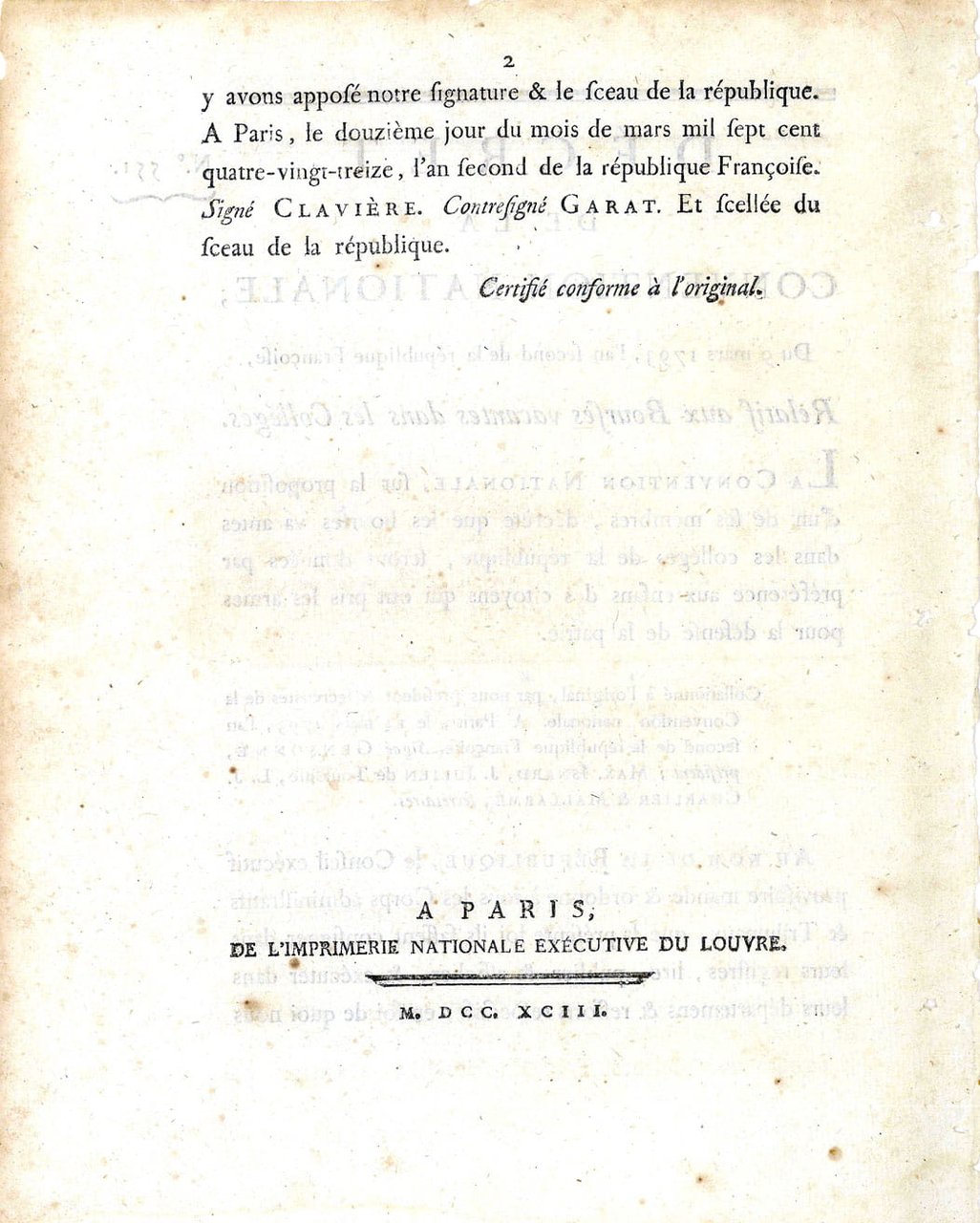 DECRET de la Convention Nationale relatif aux Bourses vacantes dans …