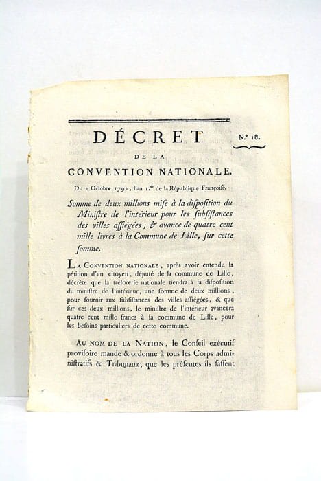 DÉCRET DE LA CONVENTION NATIONALE. Somme de deux millions mise …