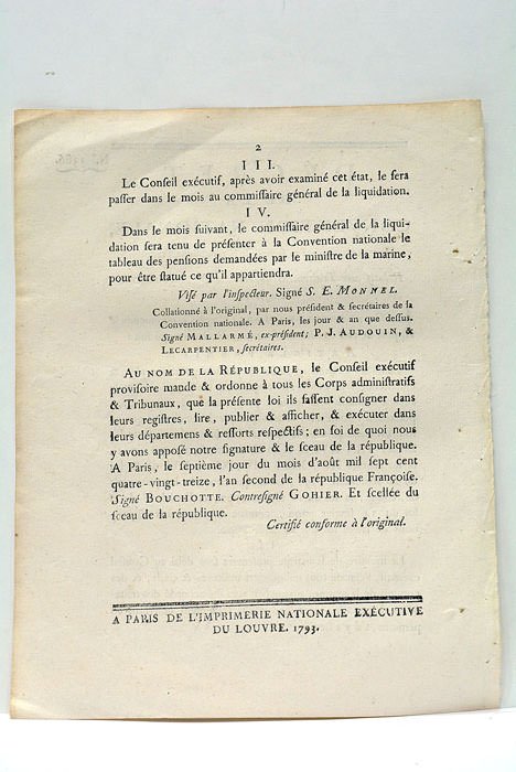 DÉCRETDE LA CONVENTION NATIONALE, du 7 août 1793, l'an second …