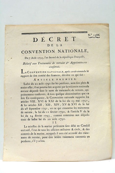 DÉCRETDE LA CONVENTION NATIONALE, du 7 août 1793, l'an second …