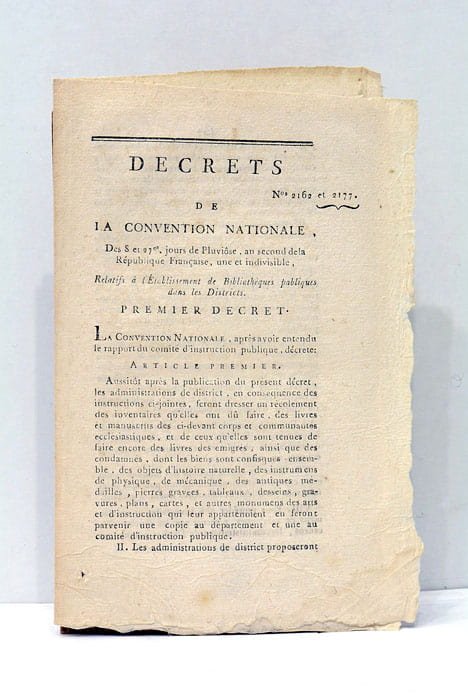 DECRETS de la Convention Nationale des 8 et 27 Pluviôse, …