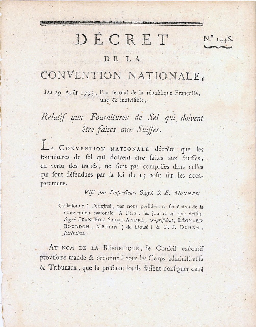 DÉCRETS de la Convention Nationale, du 29 août 1793, l'an …