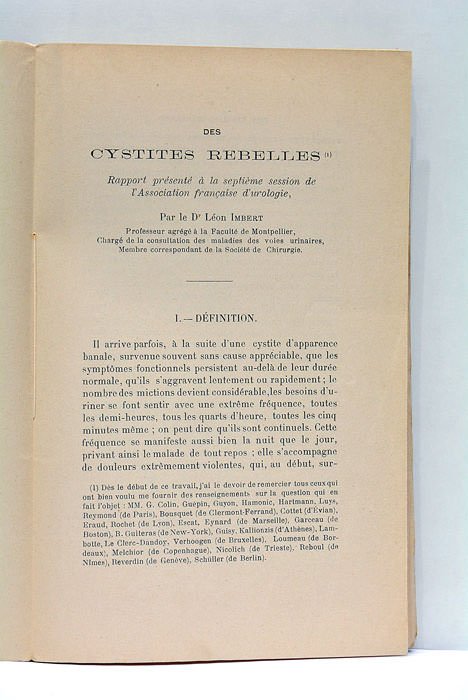 Des Cystites rebelles. Rapport présenté à la septième session de …