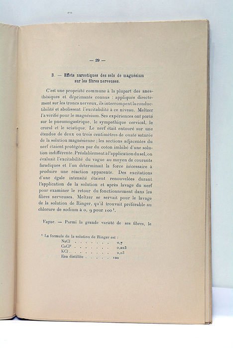 Des propriétés inhibitrices des sels de magnésium. Travail du laboratoire …