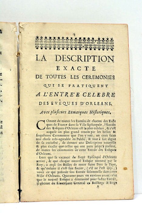 DESCRIPTION (La) de toutes les cérémonies qui se pratiquent à …