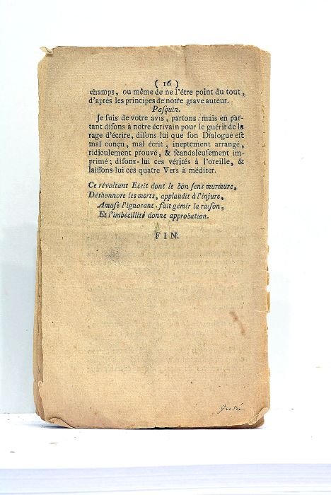 DIALOGUE sérieux et charitable, entre Pasquin et Marforio, originaires de …