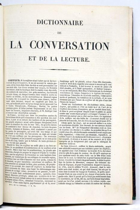 DICTIONNAIRE de la conversation et de la lecture. Inventaire raisonné …
