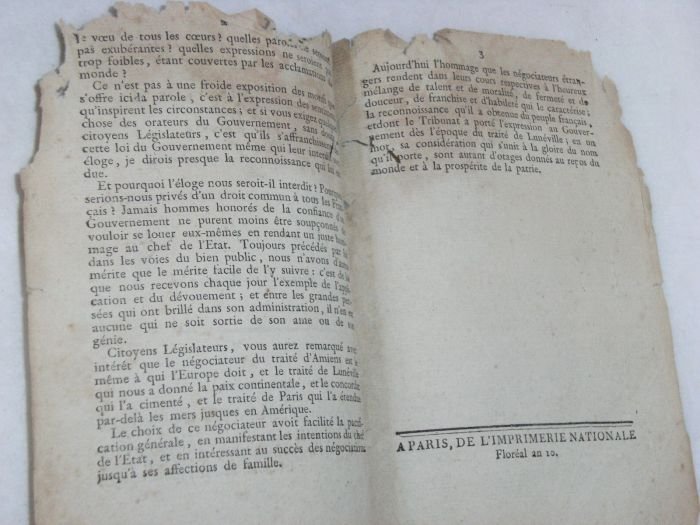 Discours en présentant le traité d'Amiens. Séance du 16 Floréal …