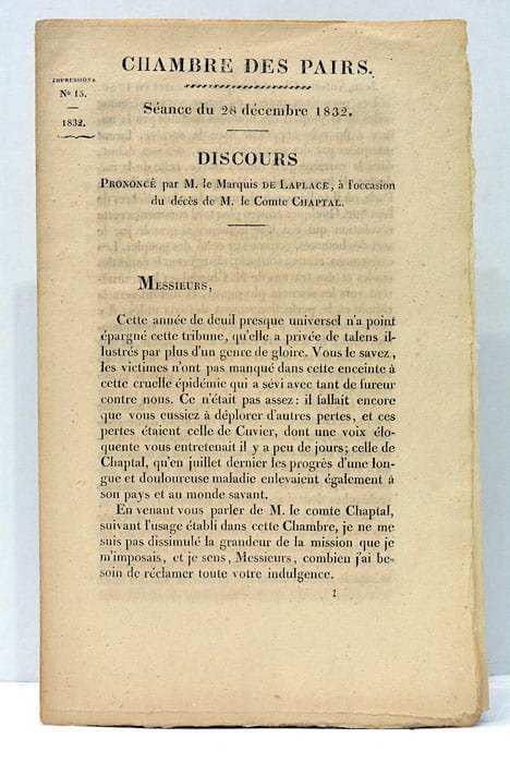 Discours prononcé à l'Occasion du décès de M. le Comte …