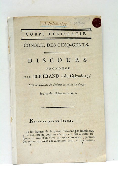Discours sur la nécessité de déclarer la patrie en danger.