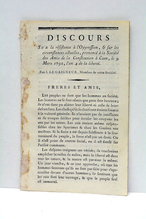 Discours sur la résistance à l'Oppression, et sur les circonstances …