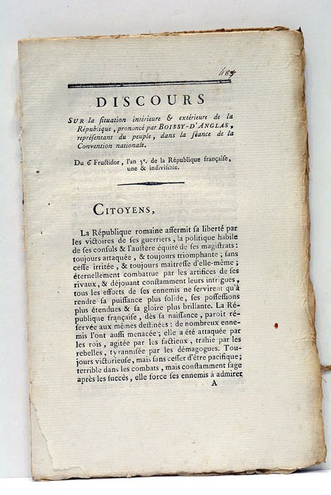 Discours sur la situatoin intérieure et extérieure de la République.