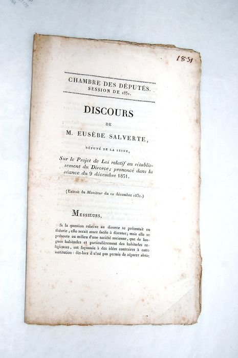 Discours sur le projet de loi relatif au rétablissement du …