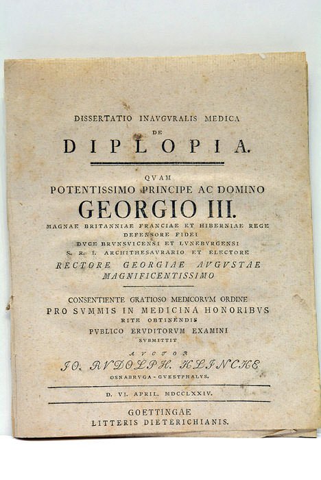 Dissertatio Inavgvralis Medica. De Diplopia.