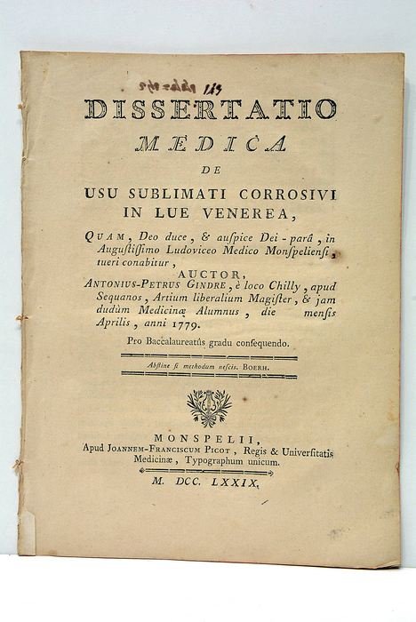 Dissertatio Medica de Usu Sublimati Corrosivi in Lue Venerea.