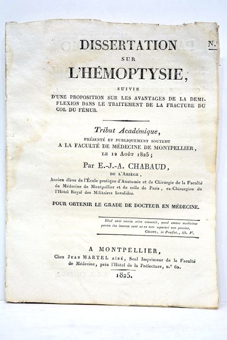 Dissertation sur l'hémoptysie suivie d'une proposition sur les avantages de …