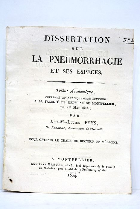 Dissertation sur la pneumorrhagie et ses espèces. Tribut académique présenté …
