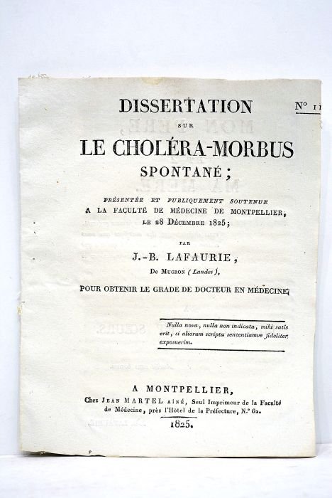 Dissertation sur le choléra-morbus spontané. Présentée et publiquement soutenue à …