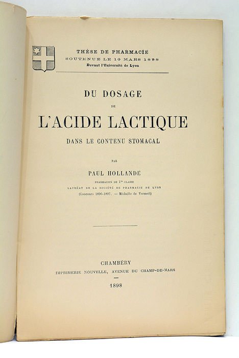 Du dosage de l'acide lactique dans le contenu stomacal.