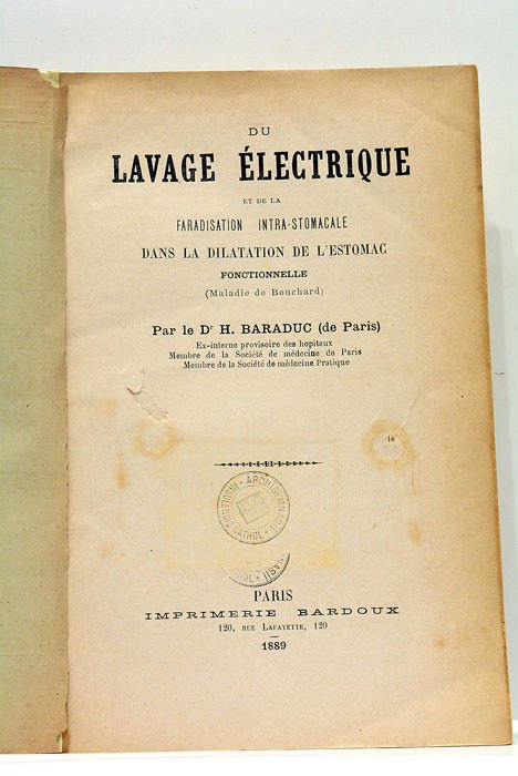 Du lavage électrique et de la faradisation intra-stomacale dans la …