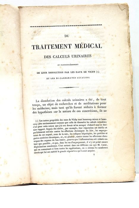Du Traitement médical des Calculs Urinaires et Particulièrement de leur …