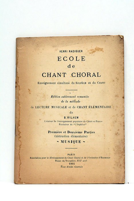 Ecole de chant choral. Enseignement simultané du Solfège et du …