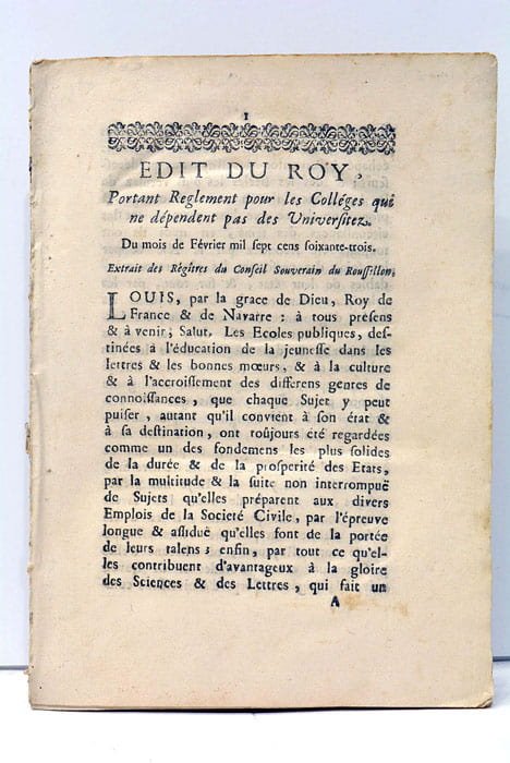 EDIT du Roi portant Réglement pour les Collèges qui ne …