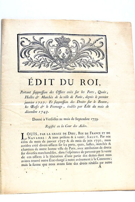 EDIT DU ROI, portant suppression des Offices créés sur les …