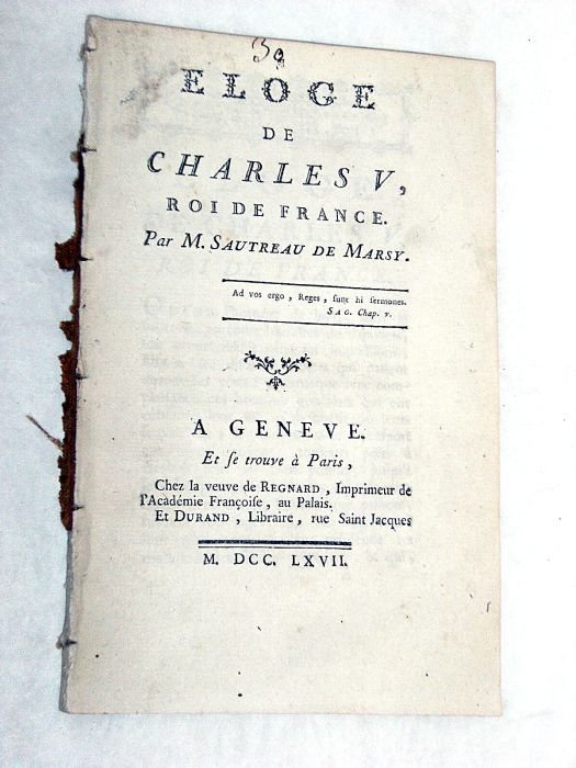 Eloge de Charles V, roi de France.