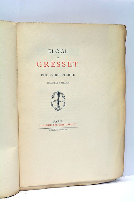 Eloge de Gresset. Publié par Jouaust.