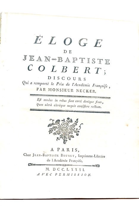 Eloge de Jean-Baptiste Colbert; Discours qui a remporté le prix …