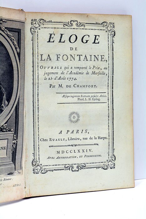 Eloge de La Fontaine, ouvrage qui a remporté le Prix, …