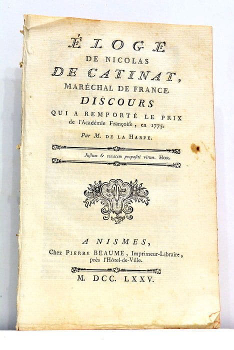 Eloge de Nicolas de Catinat, Maréchal de France. Discours qui …