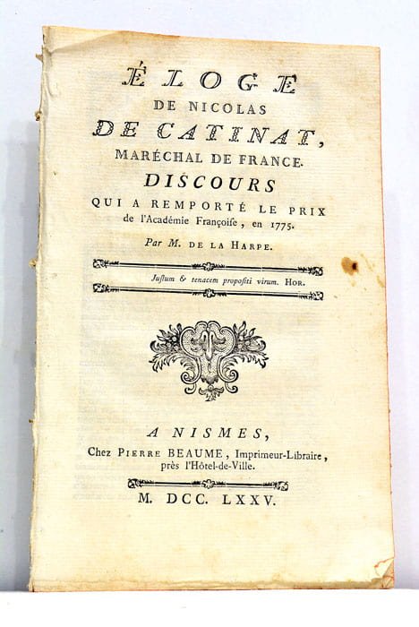 Eloge de Nicolas de Catinat, Maréchal de France. Discours qui …