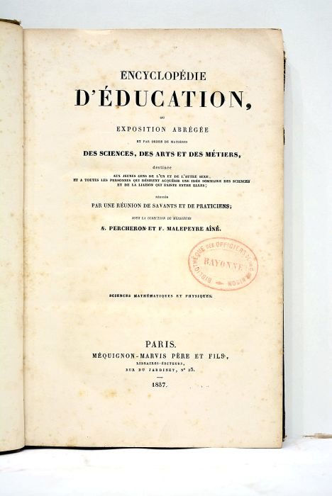 Encyclopédie d'education, ou Exposition abrégée et par ordre de matières …