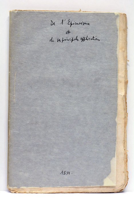 ÉPICURISME (De l') et de ses principales applications par J.A.X., …
